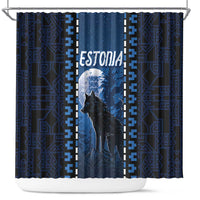 Estonia Shower Curtain Night Wolf With Pattern - Wonder Print Shop