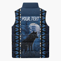 Personalized Estonia Sleeveless Puffer Jacket Night Wolf With Pattern - Wonder Print Shop