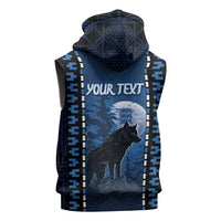 Personalized Estonia Sleeveless Zip Hoodie Night Wolf With Pattern - Wonder Print Shop