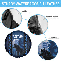 Estonia Spare Tire Cover Night Wolf With Pattern - Wonder Print Shop