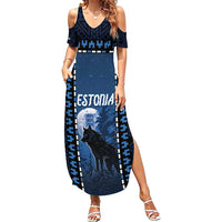 Personalized Estonia Summer Maxi Dress Night Wolf With Pattern - Wonder Print Shop