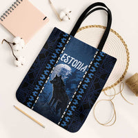 Estonia Tote Bag Night Wolf With Pattern - Wonder Print Shop