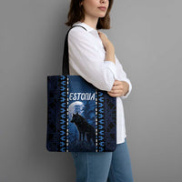 Estonia Tote Bag Night Wolf With Pattern - Wonder Print Shop