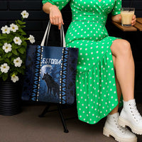 Estonia Tote Bag Night Wolf With Pattern - Wonder Print Shop