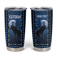 Personalized Estonia Tumbler Cup Night Wolf With Pattern - Wonder Print Shop