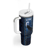 Personalized Estonia Tumbler With Handle Night Wolf With Pattern - Wonder Print Shop