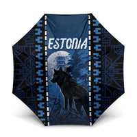 Estonia Umbrella Night Wolf With Pattern - Wonder Print Shop