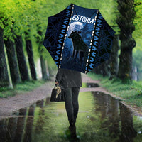 Estonia Umbrella Night Wolf With Pattern - Wonder Print Shop