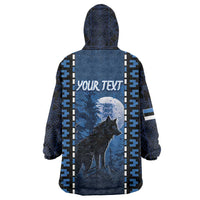 Personalized Estonia Wearable Blanket Hoodie Night Wolf With Pattern - Wonder Print Shop