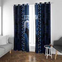Estonia Window Curtain Night Wolf With Pattern - Wonder Print Shop