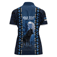 Personalized Estonia Women Polo Shirt Night Wolf With Pattern - Wonder Print Shop