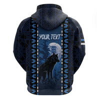 Personalized Estonia Zip Hoodie Night Wolf With Pattern - Wonder Print Shop