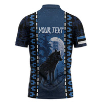 Personalized Estonia Zipper Polo Shirt Night Wolf With Pattern - Wonder Print Shop