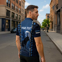 Personalized Estonia Zipper Polo Shirt Night Wolf With Pattern - Wonder Print Shop