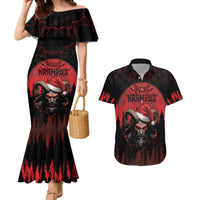 Merry Krampus Couples Matching Mermaid Dress and Hawaiian Shirt Dark Grunge Christmas - Wonder Print Shop