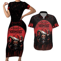 Merry Krampus Couples Matching Short Sleeve Bodycon Dress and Hawaiian Shirt Dark Grunge Christmas - Wonder Print Shop