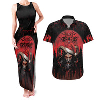 Merry Krampus Couples Matching Tank Maxi Dress and Hawaiian Shirt Dark Grunge Christmas - Wonder Print Shop