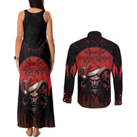 Merry Krampus Couples Matching Tank Maxi Dress and Long Sleeve Button Shirt Dark Grunge Christmas - Wonder Print Shop
