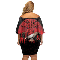 Merry Krampus Family Matching Off Shoulder Short Dress and Hawaiian Shirt Dark Grunge Christmas - Wonder Print Shop