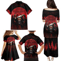 Merry Krampus Family Matching Puletasi and Hawaiian Shirt Dark Grunge Christmas - Wonder Print Shop