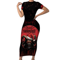 Merry Krampus Family Matching Short Sleeve Bodycon Dress and Hawaiian Shirt Dark Grunge Christmas - Wonder Print Shop