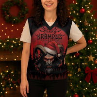 Merry Krampus Christmas Knitted V-Neck Vest Dark Grunge Christmas - Wonder Print Shop