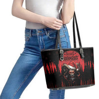 Merry Krampus Leather Tote Bag Dark Grunge Christmas - Wonder Print Shop