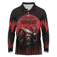 Merry Krampus Long Sleeve Polo Shirt Dark Grunge Christmas - Wonder Print Shop