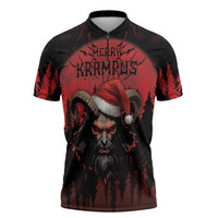 Merry Krampus Zipper Polo Shirt Dark Grunge Christmas - Wonder Print Shop