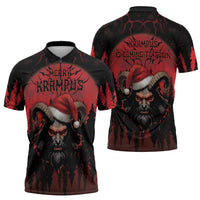 Merry Krampus Zipper Polo Shirt Dark Grunge Christmas - Wonder Print Shop