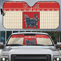 Yule Cat And Yule Lads Auto Sun Shade Cute Retro Style - Wonder Print Shop