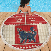 Yule Cat And Yule Lads Beach Blanket Cute Retro Style - Wonder Print Shop