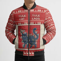 Yule Cat And Yule Lads Bomber Puffer Jacket Cute Retro Style - Wonder Print Shop