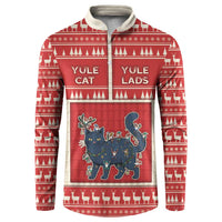 Yule Cat And Yule Lads Button Sweatshirt Cute Retro Style - Wonder Print Shop