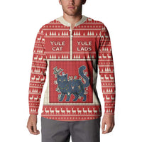 Yule Cat And Yule Lads Button Sweatshirt Cute Retro Style - Wonder Print Shop