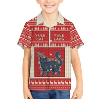 Yule Cat And Yule Lads Family Matching Long Sleeve Bodycon Dress and Hawaiian Shirt Cute Retro Style - Wonder Print Shop