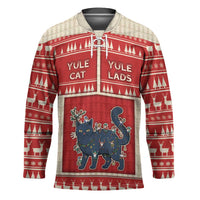 Yule Cat And Yule Lads Hockey Jersey Cute Retro Style - Wonder Print Shop