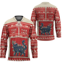 Yule Cat And Yule Lads Hockey Jersey Cute Retro Style - Wonder Print Shop