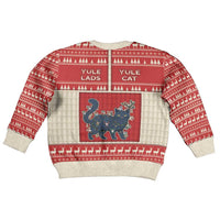 Yule Cat And Yule Lads Kid Ugly Christmas Sweater Cute Retro Style - Wonder Print Shop