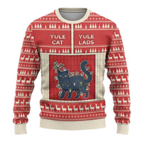 Yule Cat And Yule Lads Ugly Christmas Sweater Cute Retro Style - Wonder Print Shop