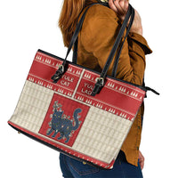 Yule Cat And Yule Lads Leather Tote Bag Cute Retro Style - Wonder Print Shop