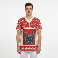 Yule Cat And Yule Lads Scrub Top Cute Retro Style - Wonder Print Shop