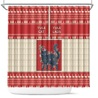 Yule Cat And Yule Lads Shower Curtain Cute Retro Style - Wonder Print Shop