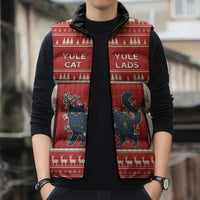 Yule Cat And Yule Lads Sleeveless Puffer Jacket Cute Retro Style - Wonder Print Shop