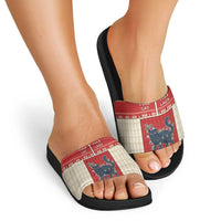 Yule Cat And Yule Lads Slide Sandals Cute Retro Style - Wonder Print Shop
