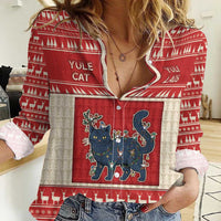 Yule Cat And Yule Lads Women Casual Shirt Cute Retro Style - Wonder Print Shop