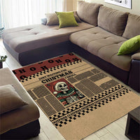 Skull Christmas Area Rug Newspaper Retro Style - Wonder Print Shop
