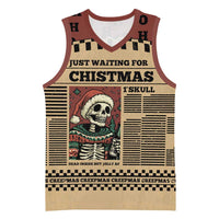 Skull Christmas Basketball Jersey Newspaper Retro Style - Wonder Print Shop