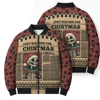 Skull Christmas Bomber Puffer Jacket Newspaper Retro Style - Wonder Print Shop