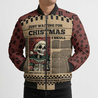 Skull Christmas Bomber Puffer Jacket Newspaper Retro Style - Wonder Print Shop